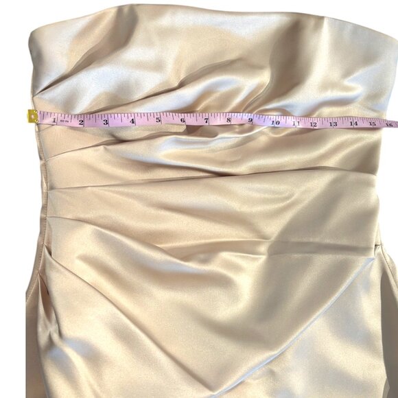 Davids Bridal mother of the bride champagne strapless gown & bolero jacket sz 14 - Picture 6 of 14